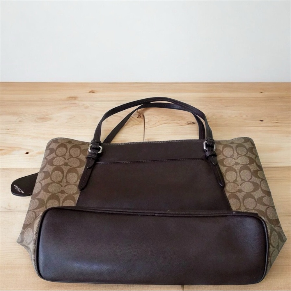 Coach Signature Brown and Tan Tote - Picture 2 of 6